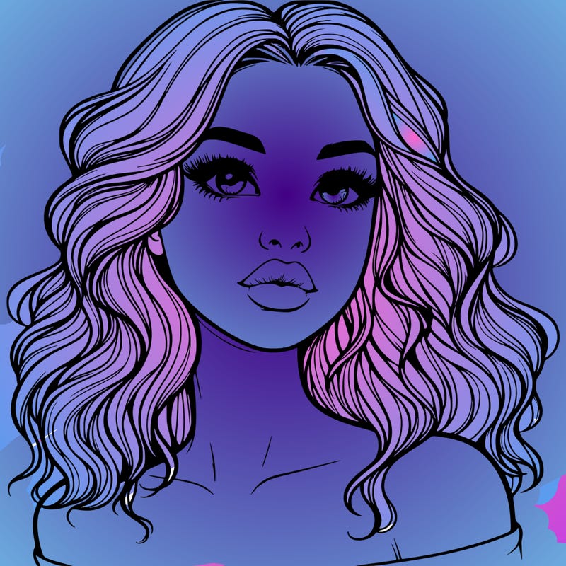 realistic girl with wavy hair and lips