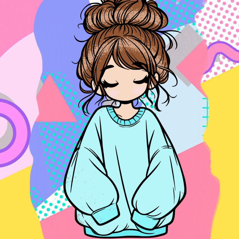 girl with baggy sweatshirt and messy bun