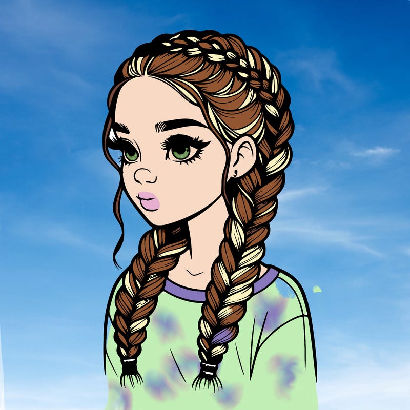 realistic girl with braids