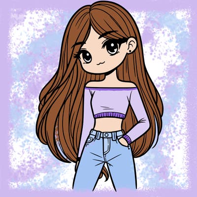 a girl with long straight hair and crop top and jeans