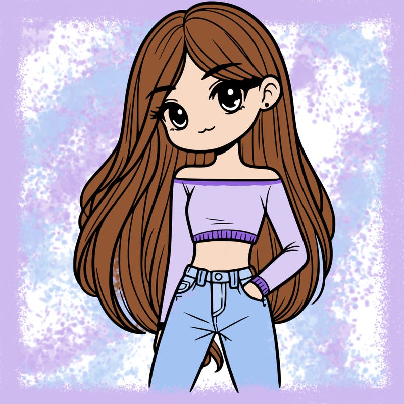 a girl with long straight hair and crop top and jeans