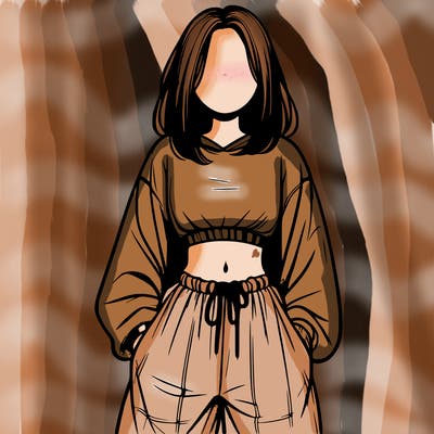 realistic girl faceless with baggy pants and a crop top