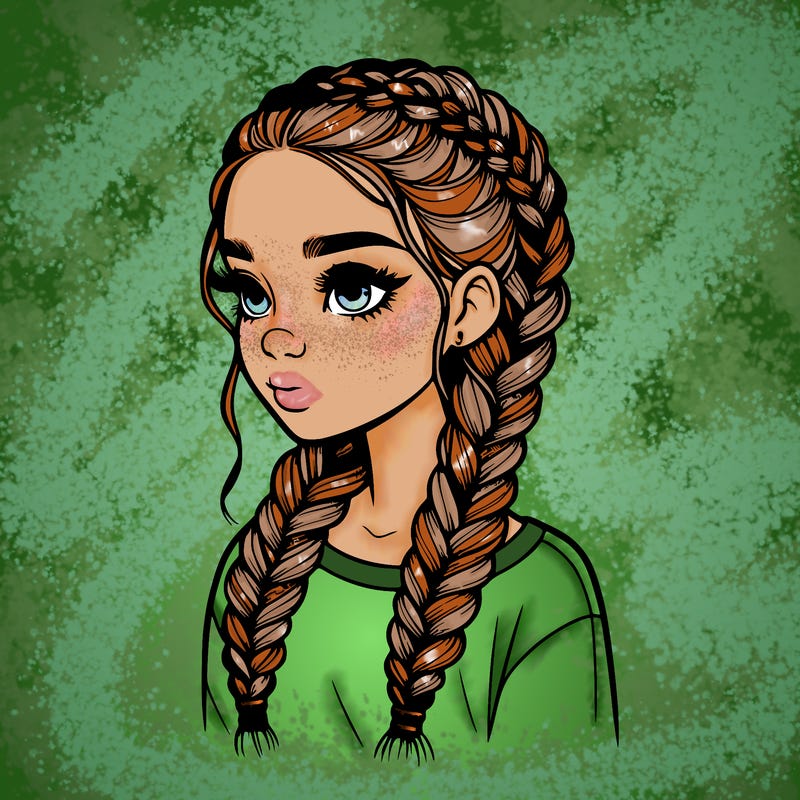 realistic girl with braids
