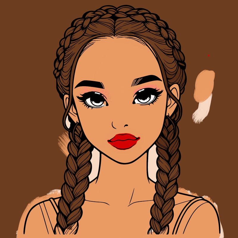 realistic girl with braids