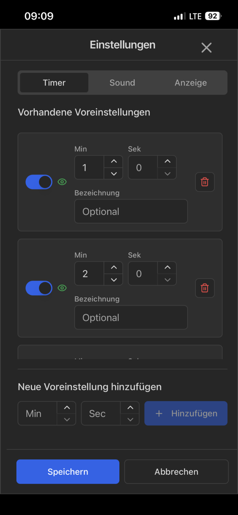 Kitchen-Timer Pro - Settings interface for Kitchen Timer Pro showing customizable timer presets and configuration options