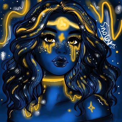 realistic girl with wavy hair and lips