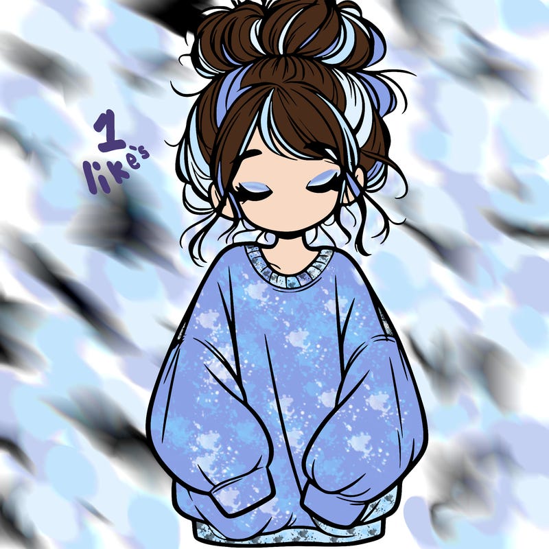 girl with baggy sweatshirt and messy bun