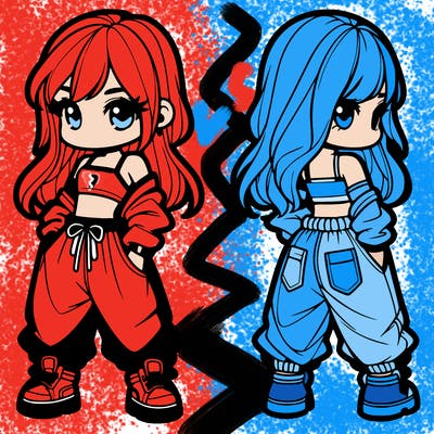 girl in crop top and baggy pants