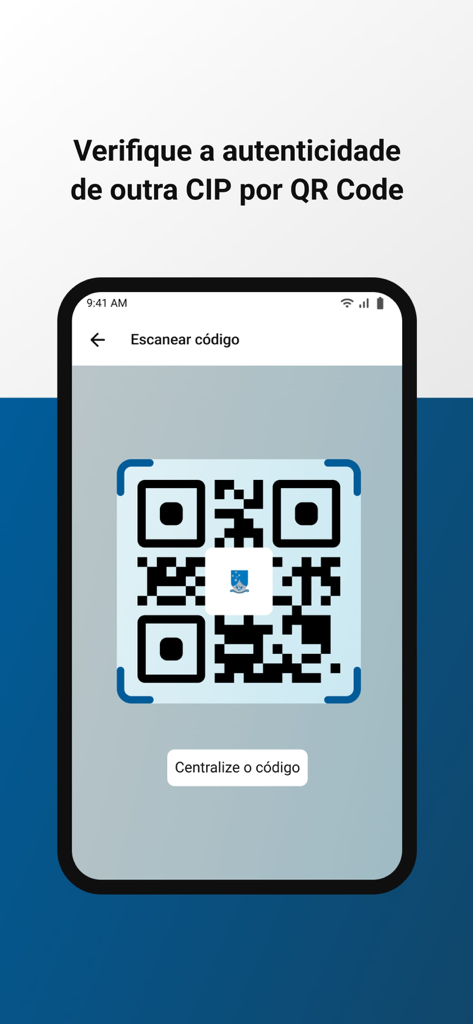Écran de smartphone montrant l'interface du scanner de code QR de l'application CDEnf pour vérifier l'authenticité de la pièce d'identité numérique d'un professionnel de la santé.