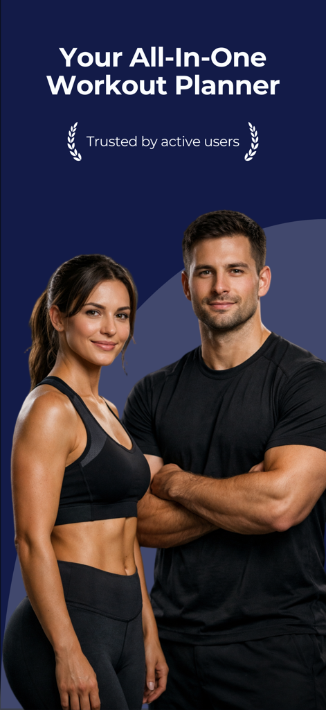 LoadMuscle: AI Workout Planner - LoadMuscle AI Workout Planner splash screen showing a fit man and woman with the text Your All In One Workout Planner