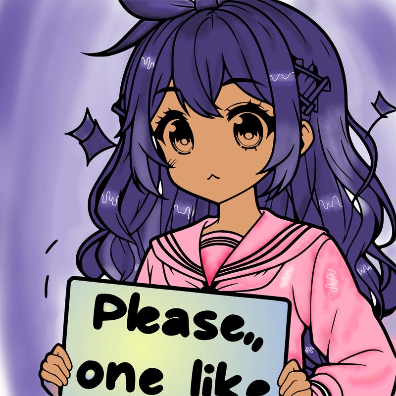 anime looking alike girl holding please one like sign