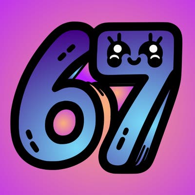 the numbers 67