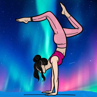 a woman doing a handstand