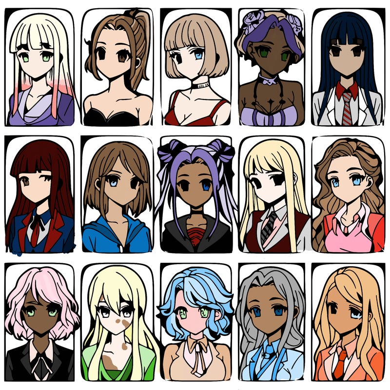 girls that look diffrent anime