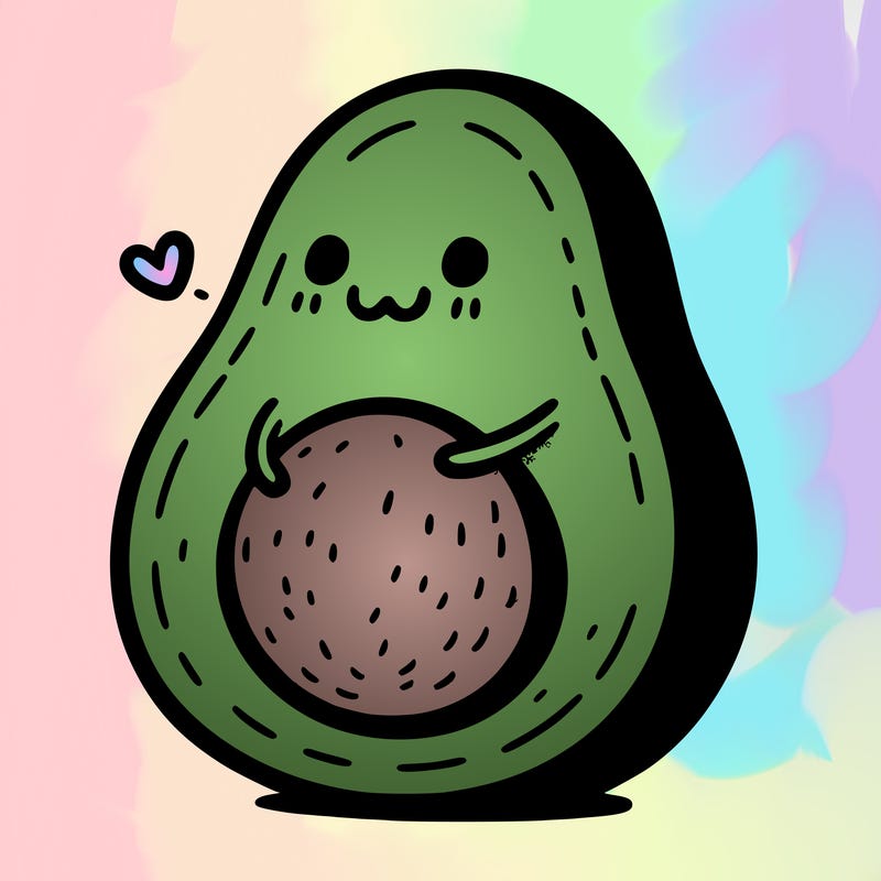 an avocado hugging an avocado