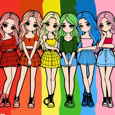 a group of girls realistic