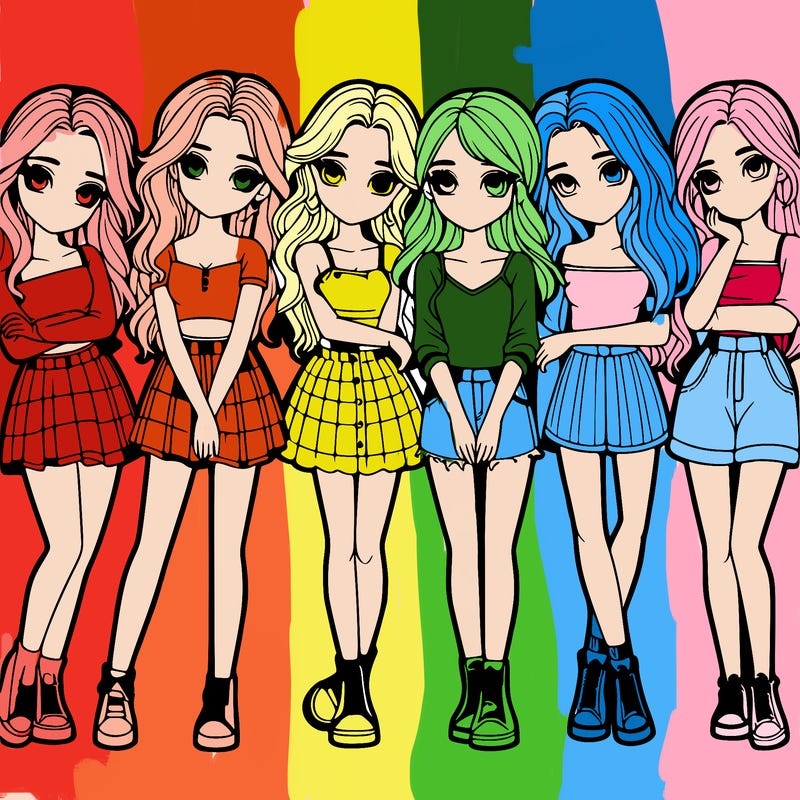 a group of girls realistic