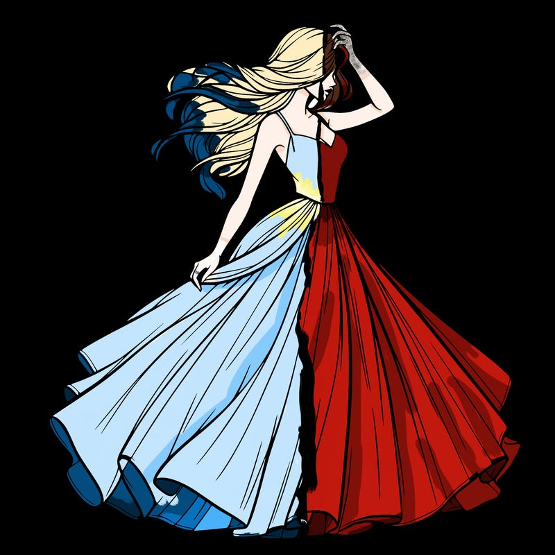 realistic woman with dress flowing in the wind