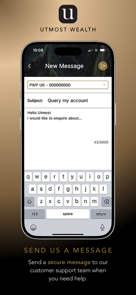 Utmost Wealth app secure messaging interface for client support