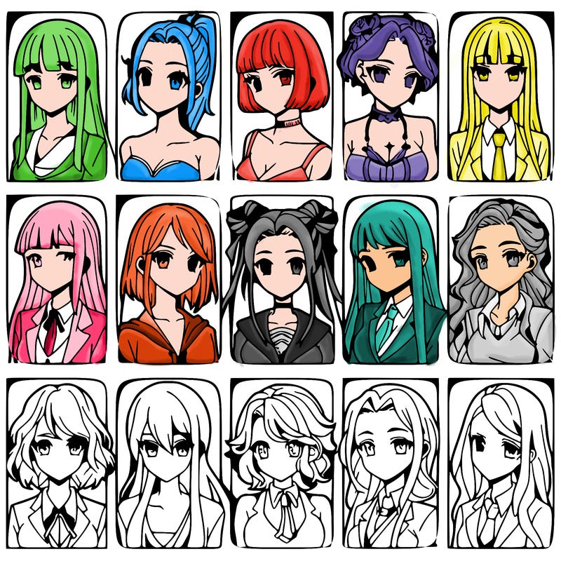 girls that look diffrent anime