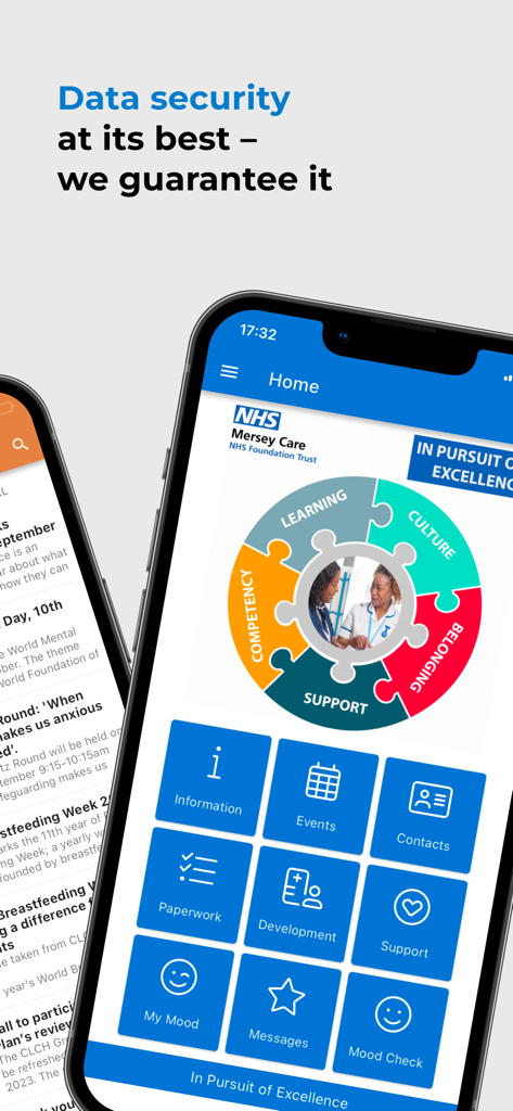 HealthZone UK - HealthZone UK app home screen displaying healthcare management icons and data security guarantee