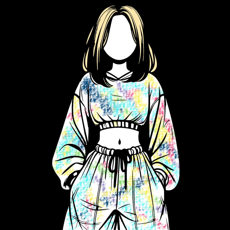 realistic girl faceless with baggy pants and a crop top