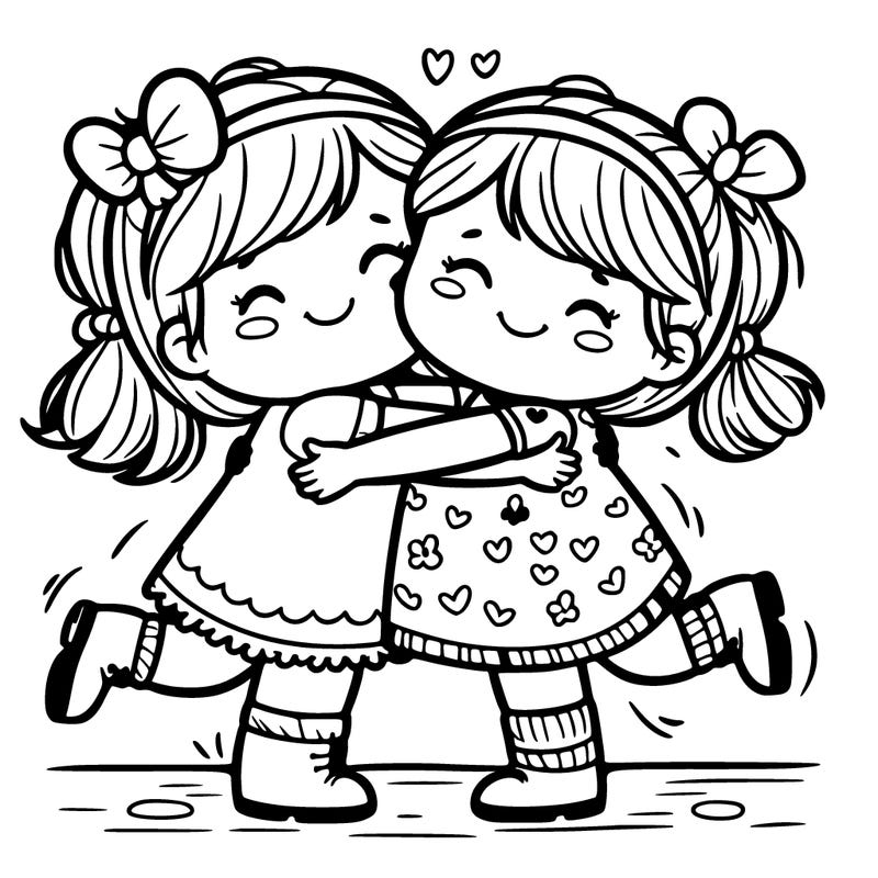 two little girls giving each other a big big big giant hug
