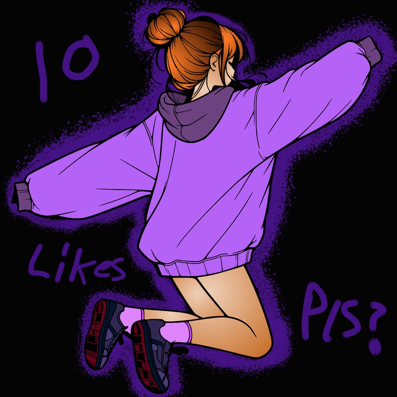 realistic girl jumping with a bun and oversized sweatshirt