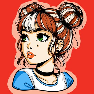 realistic girl with spacebuns