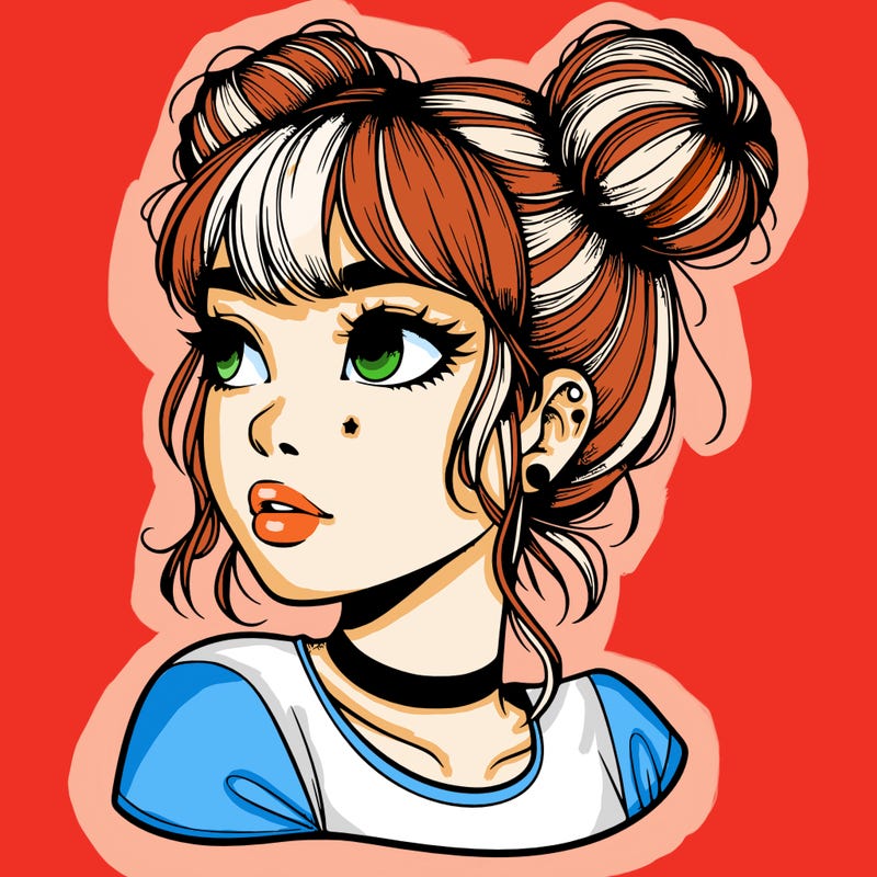 realistic girl with spacebuns