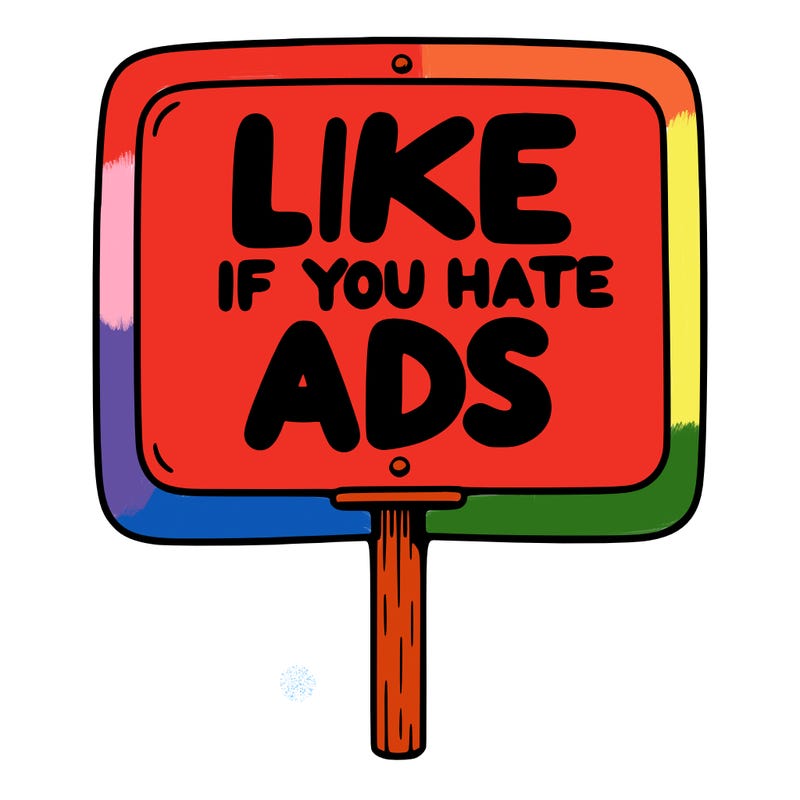 a sign that says like if you hate ads