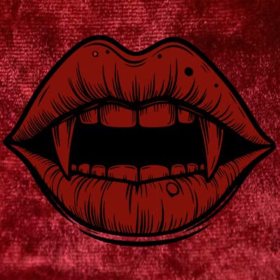 lips with vampire teeth