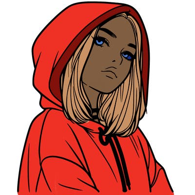a realistic girl in a hoodie