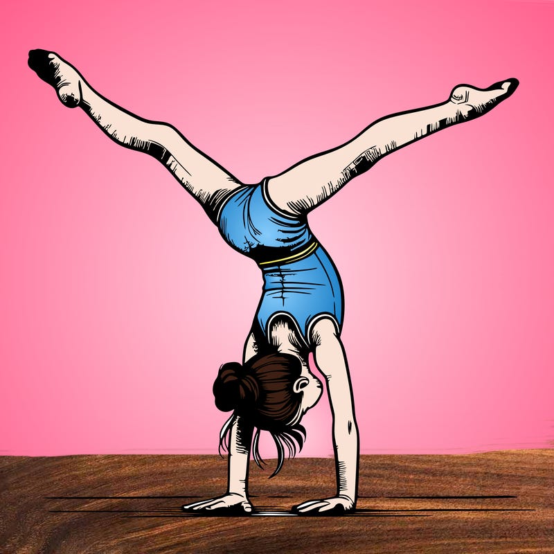 realistic gymnastic hand stand girl in four splits