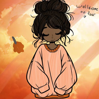 girl with baggy sweatshirt and messy bun