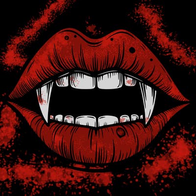 lips with vampire teeth