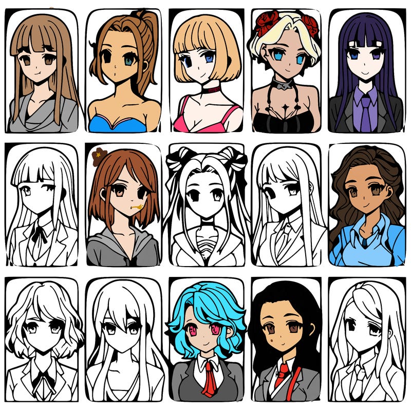 girls that look diffrent anime