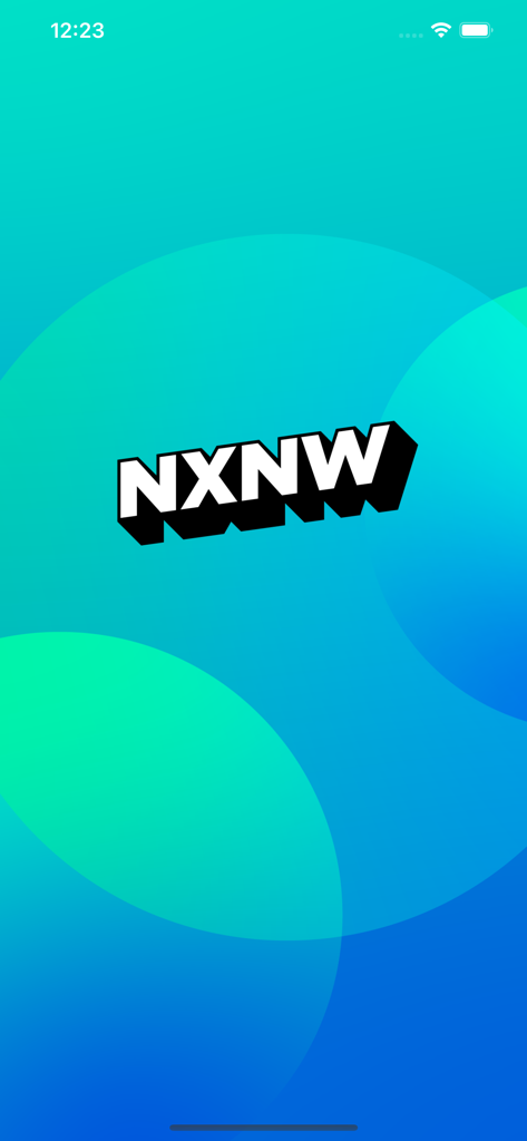 Nerds x NerdWallet - Splash screen of the Nerds x NerdWallet app showing the NXNW logo on a teal and blue background