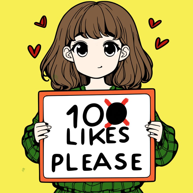 a girl holding a sign saying 100 likes please