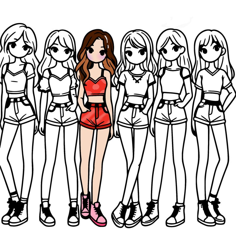 a group of girls wearing crop tops and shorts