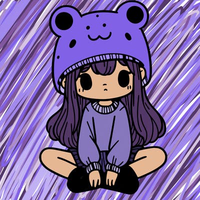 a girl wearing a frog hat and some frog socks