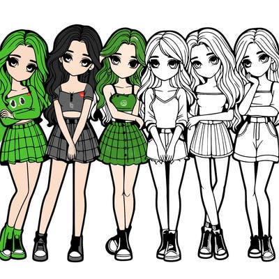 a group of girls realistic