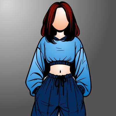 realistic girl faceless with baggy pants and a crop top