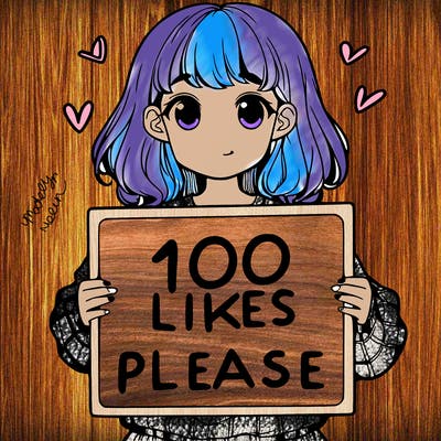 a girl holding a sign saying 100 likes please