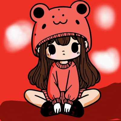 a girl wearing a frog hat and some frog socks