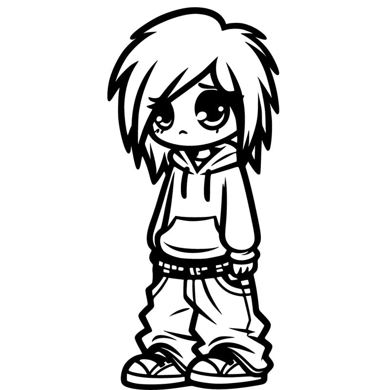 emo girl with baggy clothes