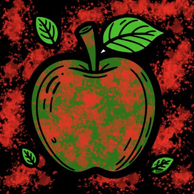 coloring page, simple, apple, white background, black line art