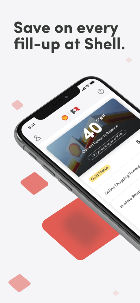 Fuel Rewards® program - Smartphone mostrando la aplicación Fuel Rewards con ahorros de gasolina y estatus oro