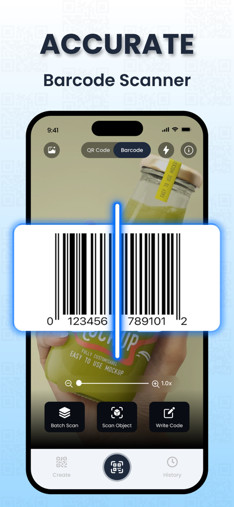 Interface d'une application mobile montrant la fonction de scan de codes-barres sur une bouteille de produit