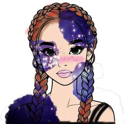 realistic girl with braids